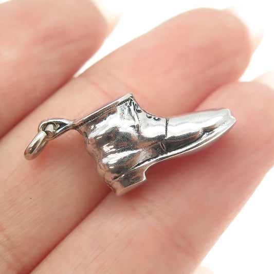 925 Sterling Silver Vintage Boot Shoe 3D Charm Pendant