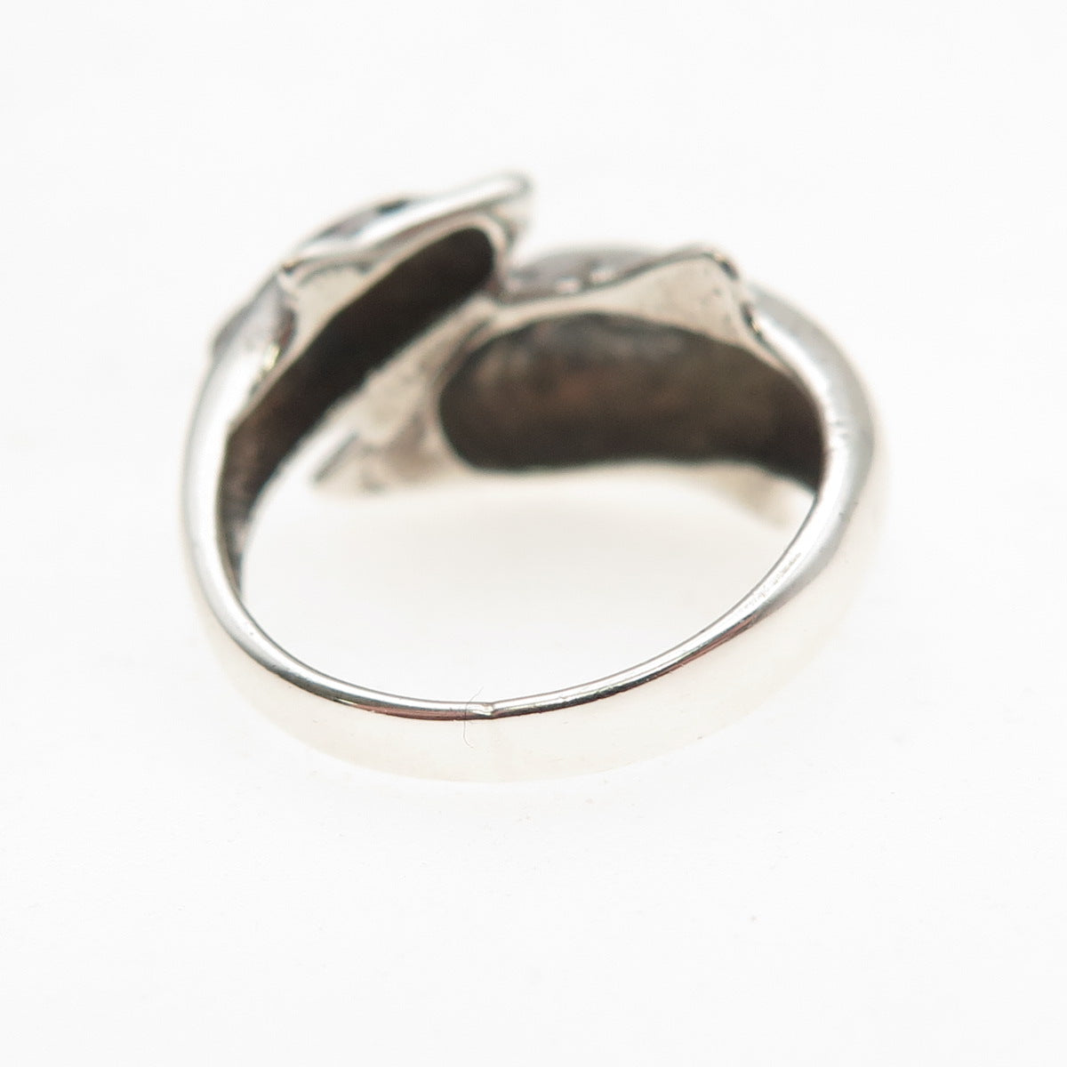 925 Sterling Silver Vintage Mom & Child Dolphin Oxidized Ring Size 5.75