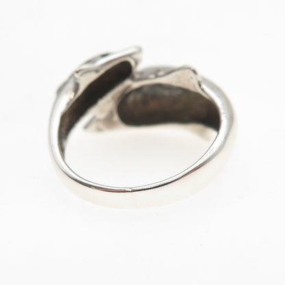 925 Sterling Silver Vintage Mom & Child Dolphin Oxidized Ring Size 5.75