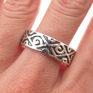 925 Sterling Silver Vintage Spiral Oxidized Ring Size 12