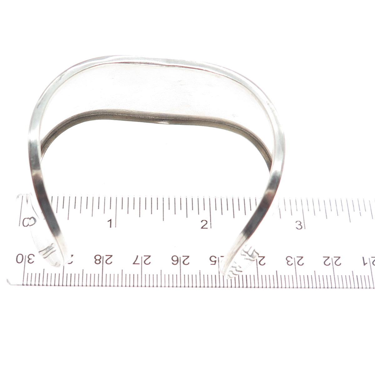 Beth Rollin Sterling Silver Vintage Modernist Wide Adjustable Cuff Bracelet 7"