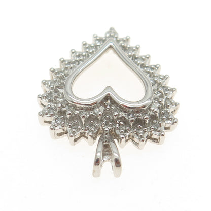 HN HENG NGAI 925 Sterling Silver Real Round-Cut Diamond Heart Pendant