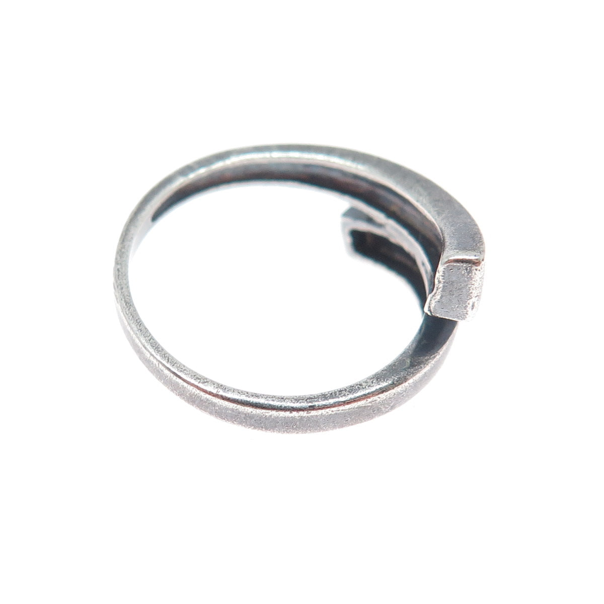 925 Sterling Silver Vintage Modernist Bypass Oxidized Ring Size 7