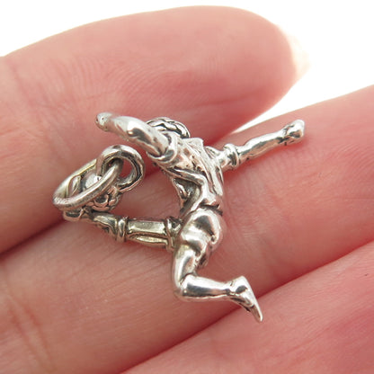 925 Sterling Silver Vintage Football Player 3D Pendant