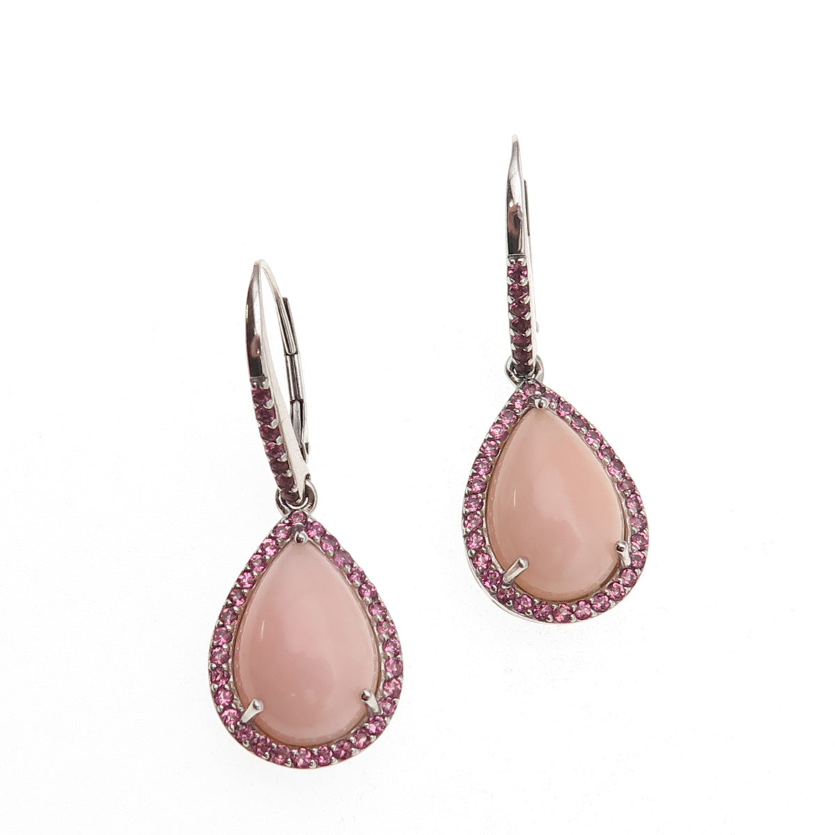925 Sterling Silver Real Rose Quartz & Amethyst Teardrop Dangle Earrings
