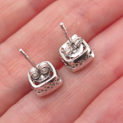 DEE BERKLE 925 Sterling Silver Real Round-Cut Diamond Stud Earrings