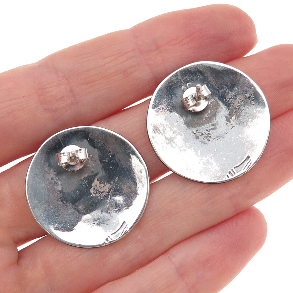 Ted Wadsworth Hopi Old Pawn 925 Sterling Silver Vintage Turtle Tribal Earrings