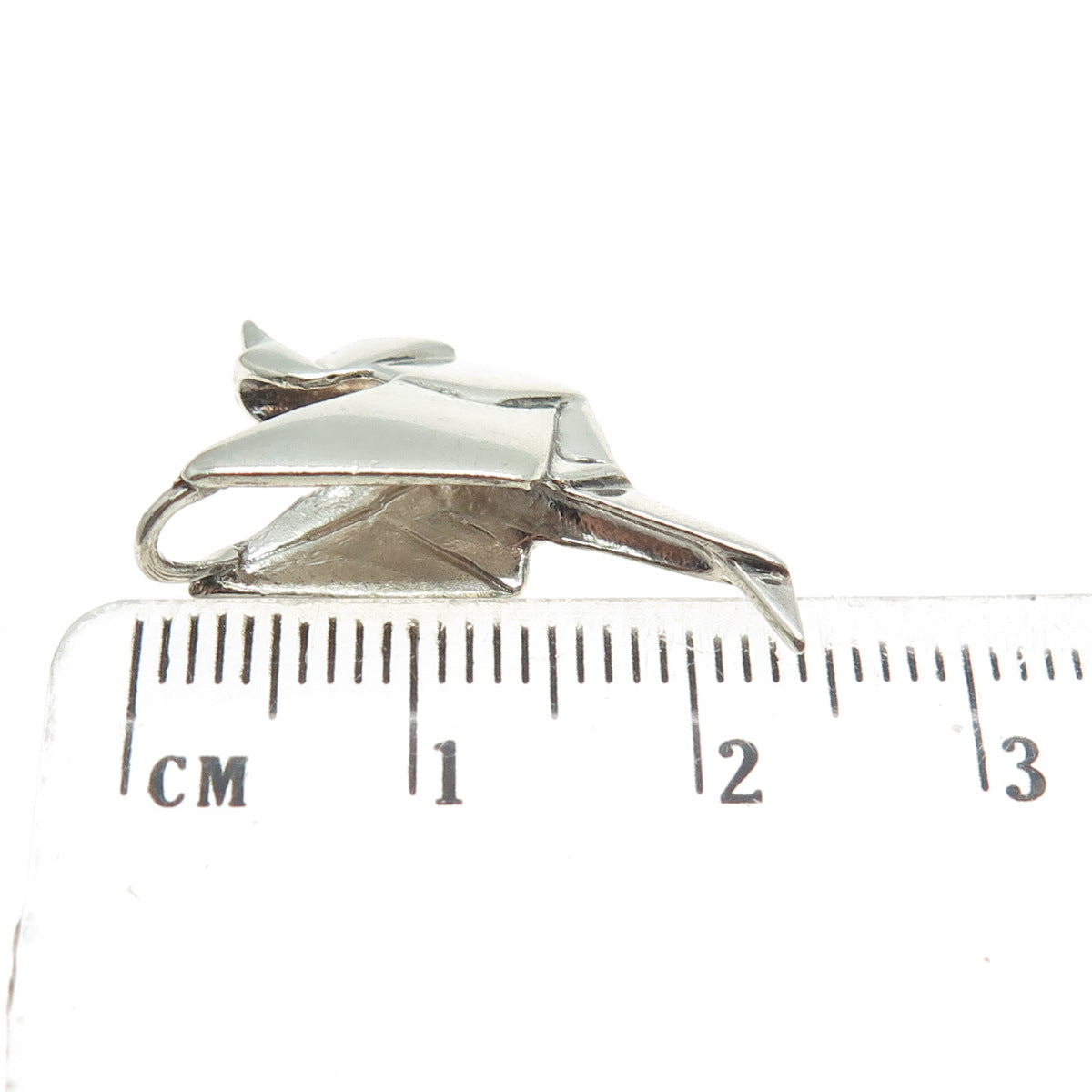 SHUBE 925 Sterling Silver Vintage Origami Crane Dove Bird Slide Pendant