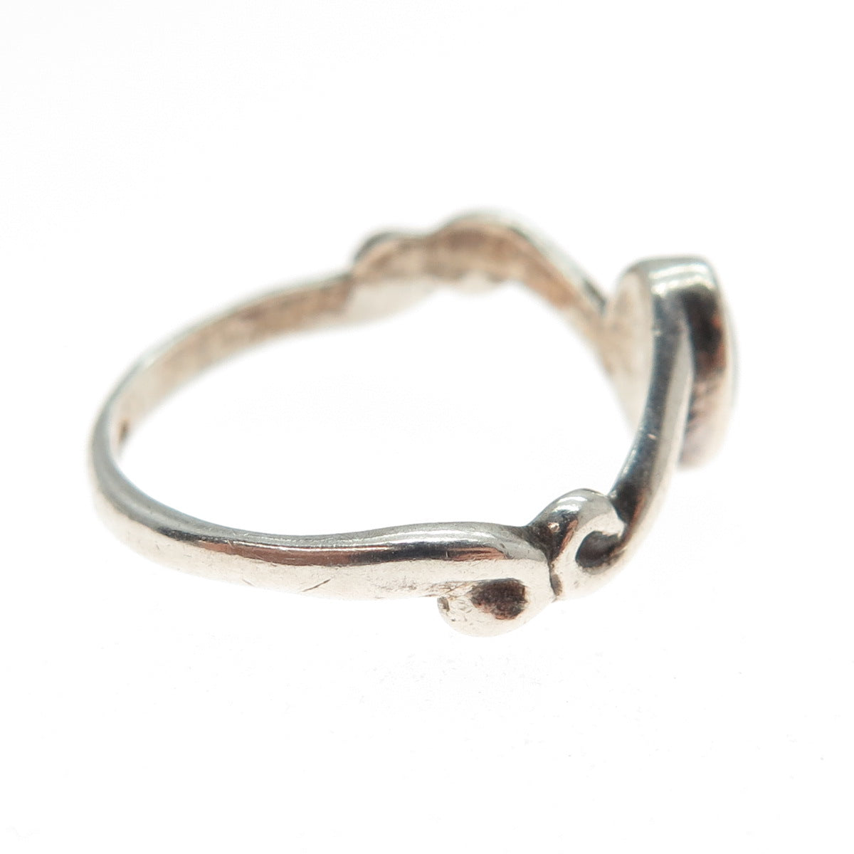925 Sterling Silver Vintage Real Black Onyx Oxidized Bypass Ring Size 6.25
