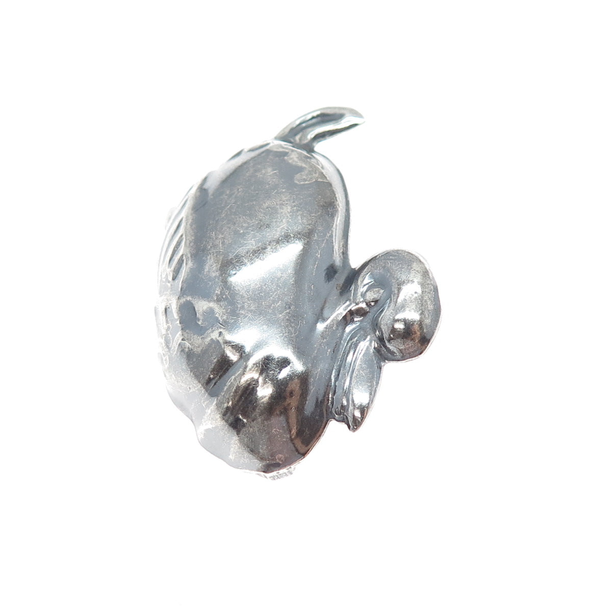 925 Sterling Silver Vintage Mexico Duck Repousse Oxidized Pin Brooch / Pendant