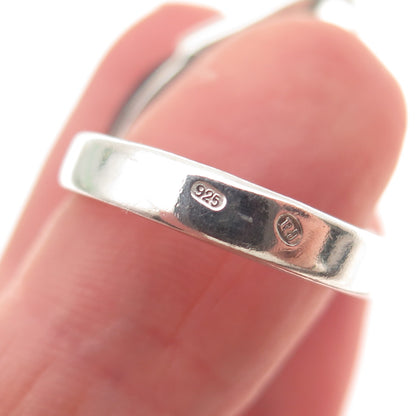 925 Sterling Silver Vintage RJ Czechia Real Amber Modernist Ring Size 7