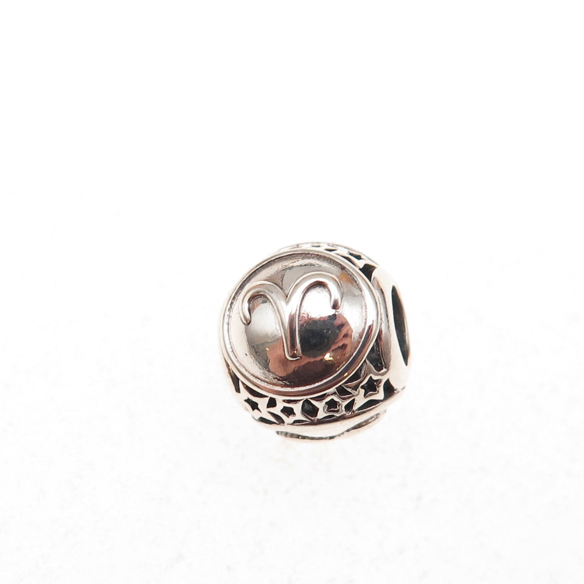 Pandora 925 Sterling Silver Aries Zodiac Sign Slide Bead Charm