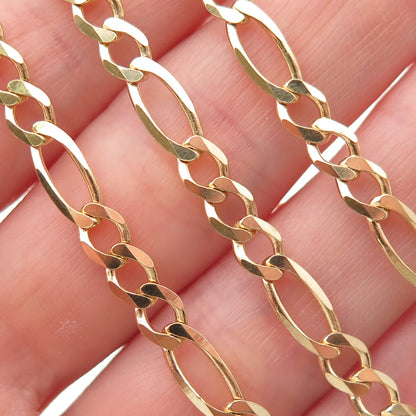 Han 925 Sterling Silver Gold Plated Italy Figaro Chain Necklace 18"