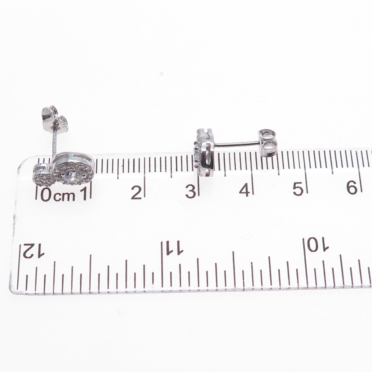 925 Sterling Silver Round-Cut C Z Snowman Stud Earrings