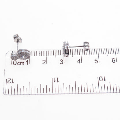 925 Sterling Silver Round-Cut C Z Snowman Stud Earrings