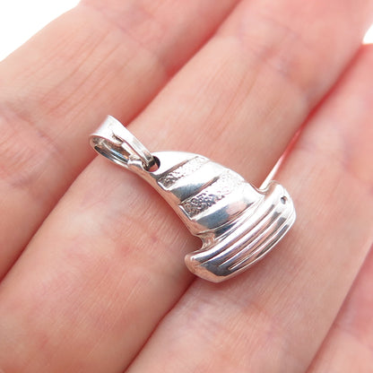 925 Sterling Silver Vintage Italy Sailboat Minimalist Charm Pendant