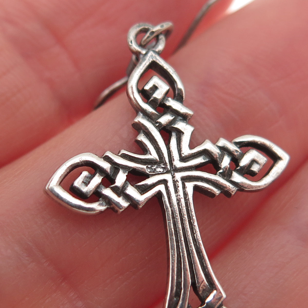 925 Sterling Silver Vintage Celtic Cross Oxidized Dangle Earrings