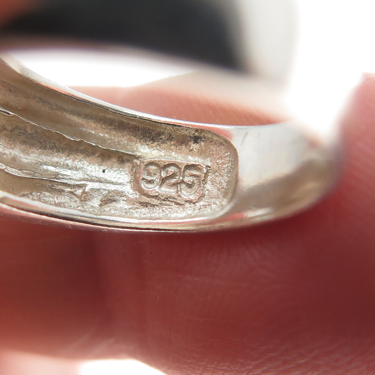 925 Sterling Silver Vintage Modernist 3-Row Ring Size 5.25