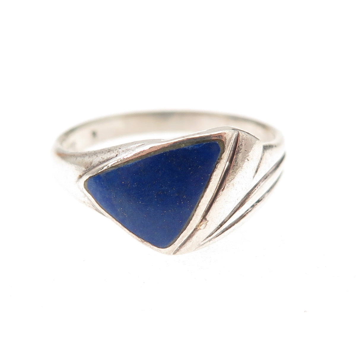 Ken Crafts 925 Sterling Silver Vintage Real Lapis Oxidized Ring Size 8