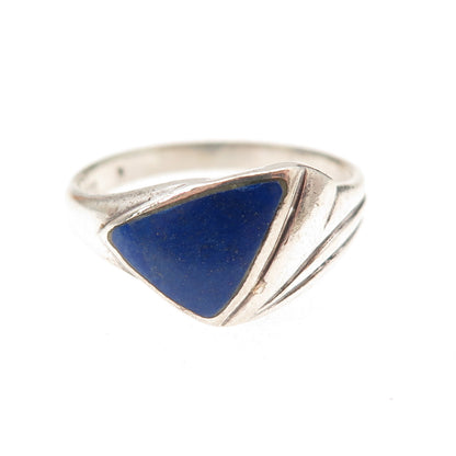 Ken Crafts 925 Sterling Silver Vintage Real Lapis Oxidized Ring Size 8