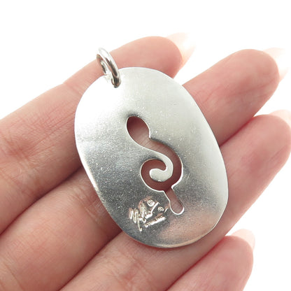 NALDO 925 Sterling Silver Vintage Treble Clef Tag Pendant