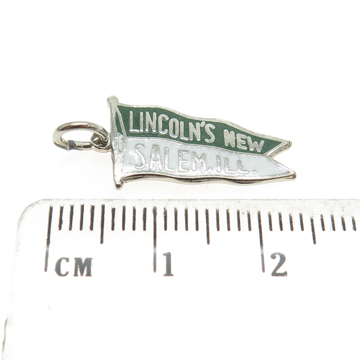 FRENCH & FRANKLIN 925 Sterling Silver Vintage Enamel Lincoln's New Salem Pendant