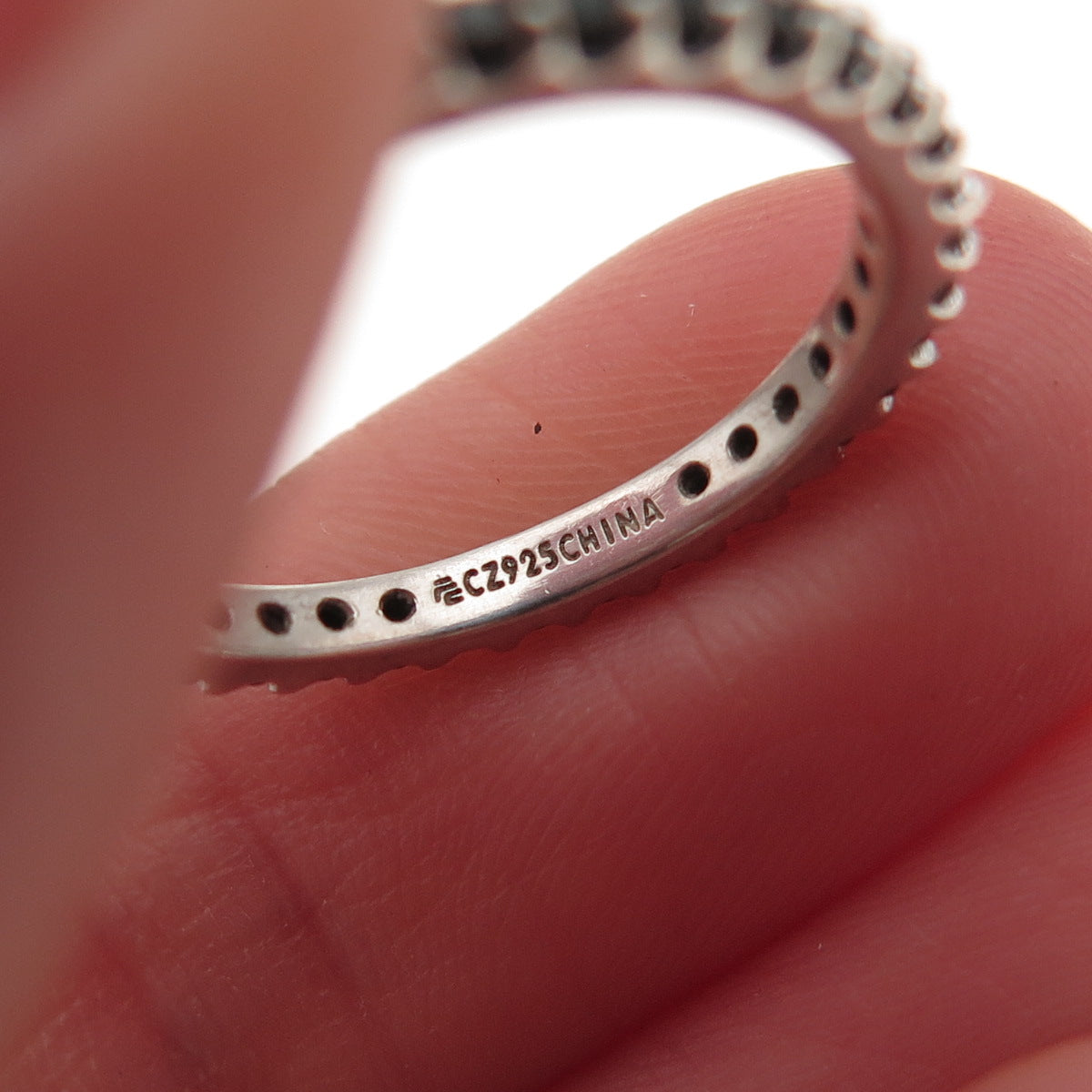 925 Sterling Silver Real Black Spinel Eternity All Around Band Ring Size 5