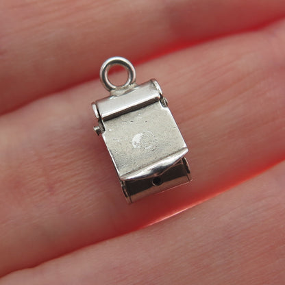 925 Sterling Silver Antique Art Deco Mail Box Minimalist 3D Charm Pendant