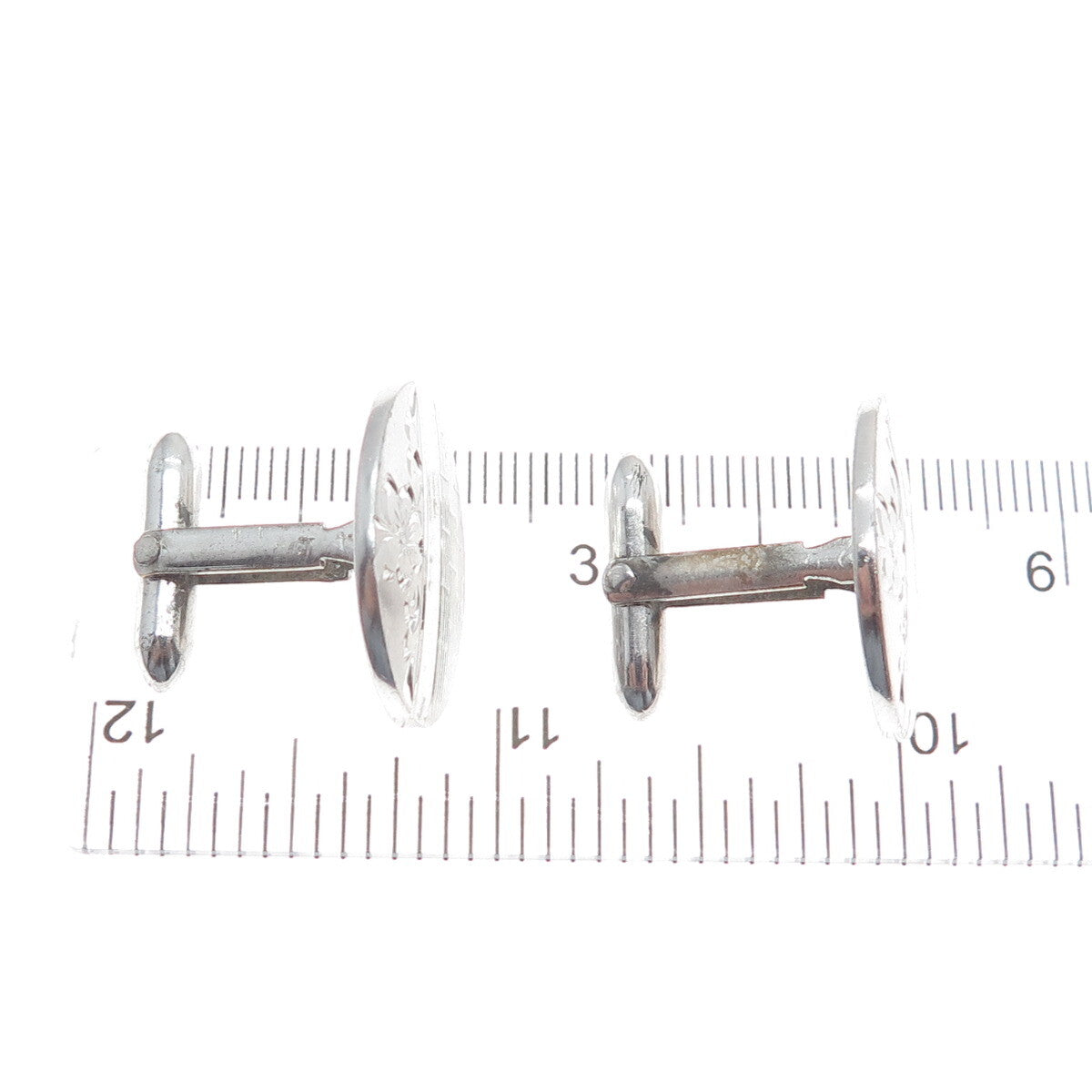 925 Sterling Silver Antique Art Deco Engraved Floral Cufflinks