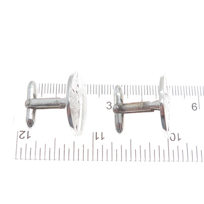 925 Sterling Silver Antique Art Deco Engraved Floral Cufflinks