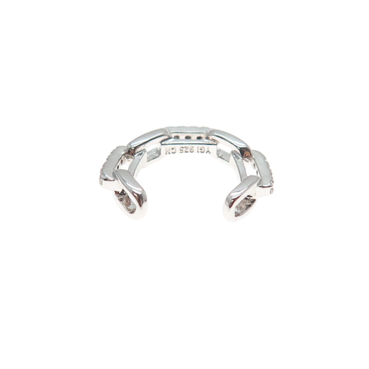 925 Sterling Silver Round-Cut C Z Adjustable Toe Cuff Ring