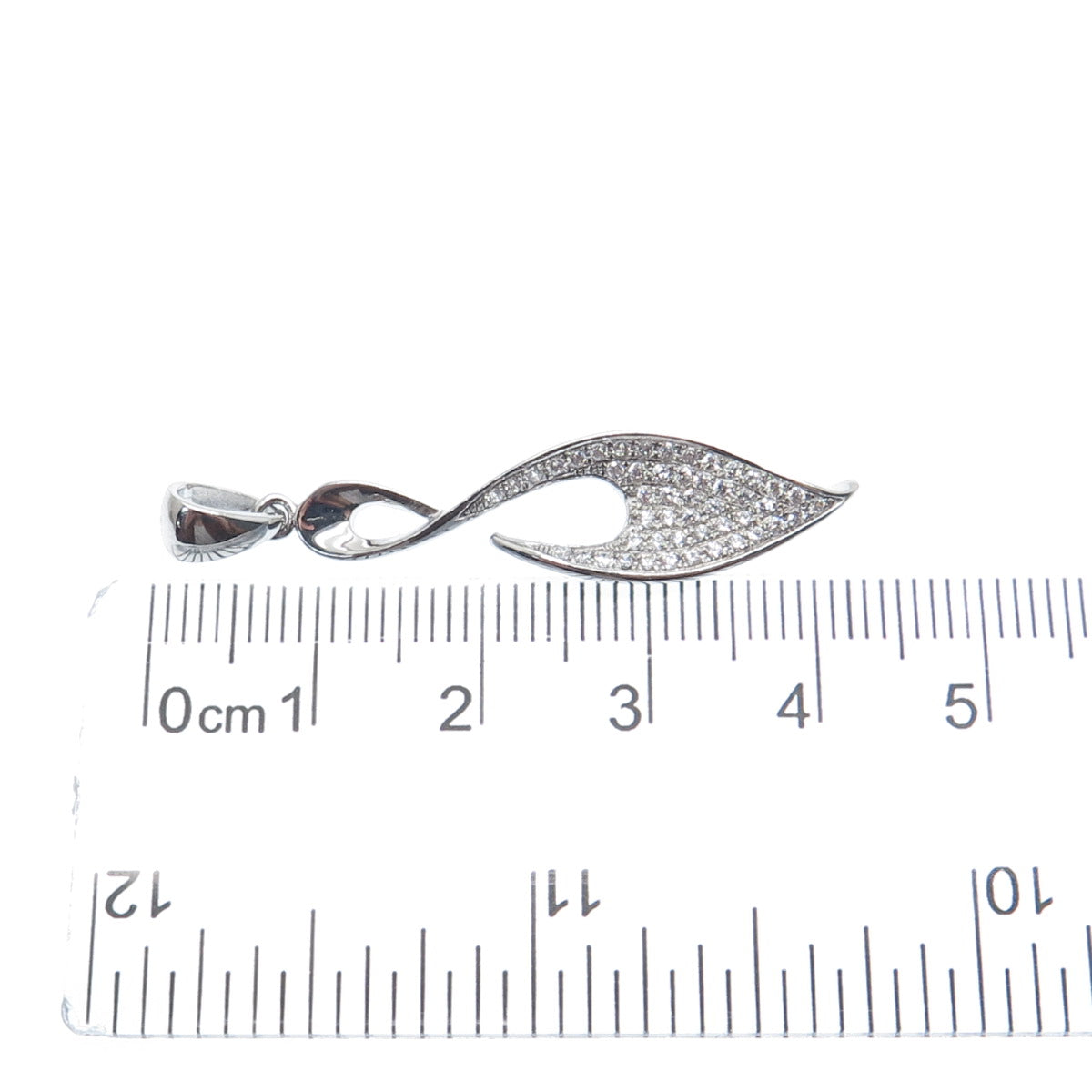 925 Sterling Silver Round-Cut C Z Twisted Charm Pendant