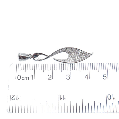 925 Sterling Silver Round-Cut C Z Twisted Charm Pendant