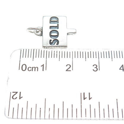 SUNDANCER 925 Sterling Silver Vintage Sold Sign Minimalist Charm Pendant