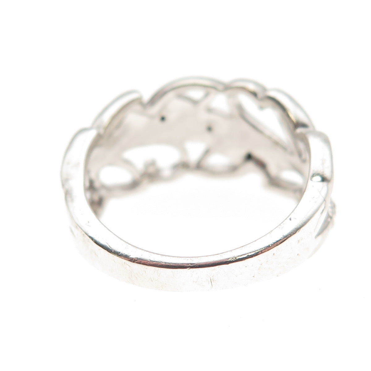 RJ Graziano 925 Sterling Silver Real Round-Cut Diamond Floral Ring Size 5