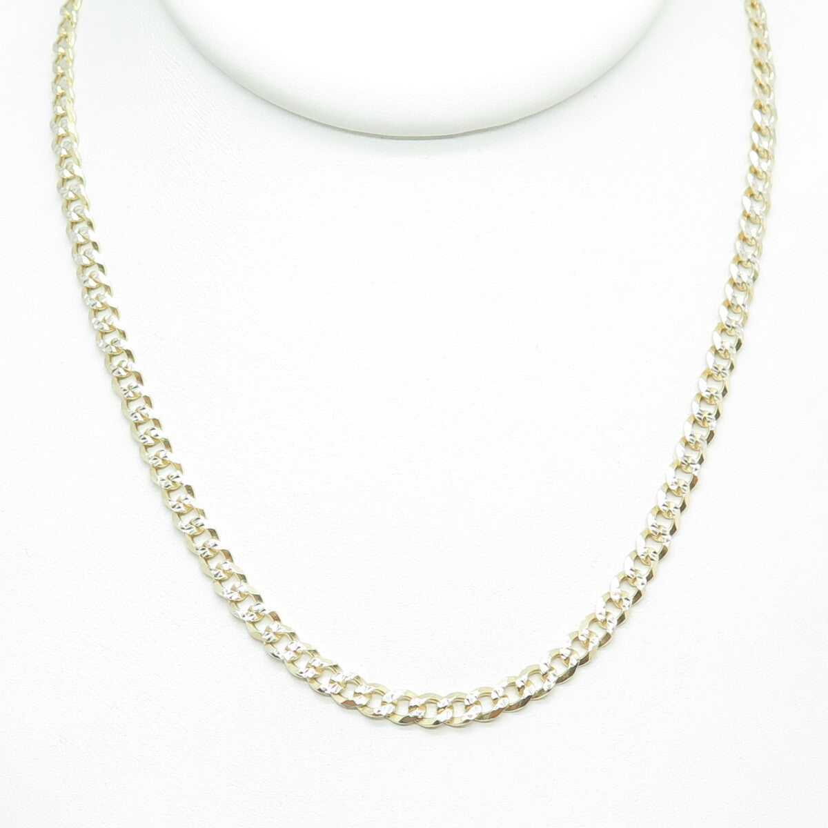 P. LUX 925 Sterling Silver 2-Tone Italy Diamond-Cut Curb Chain Necklace 20"