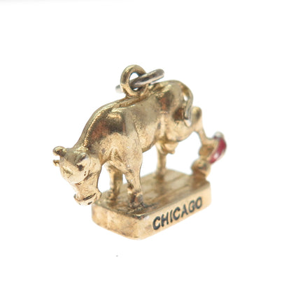 WELLS Sterling Gold Plated Vintage Enamel Oct. 8 1871 Great Chicago Fire Pendant