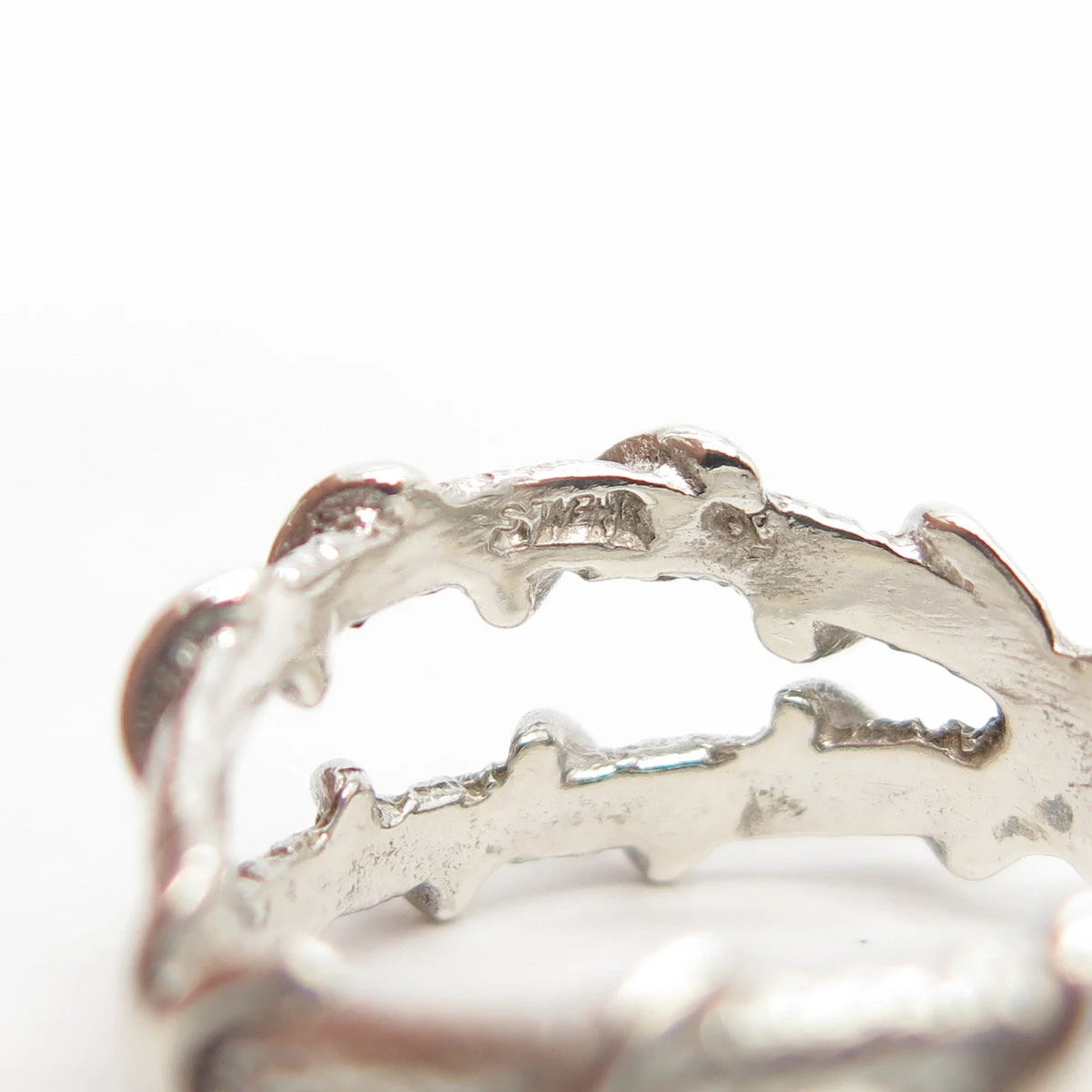 925 Sterling Silver Vintage Nugget Tribal Ring Size 6 3/4