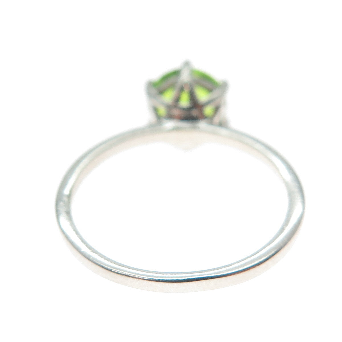 DAZZLERS 925 Sterling Silver Round-Cut Nano Peridot Ring Size 7