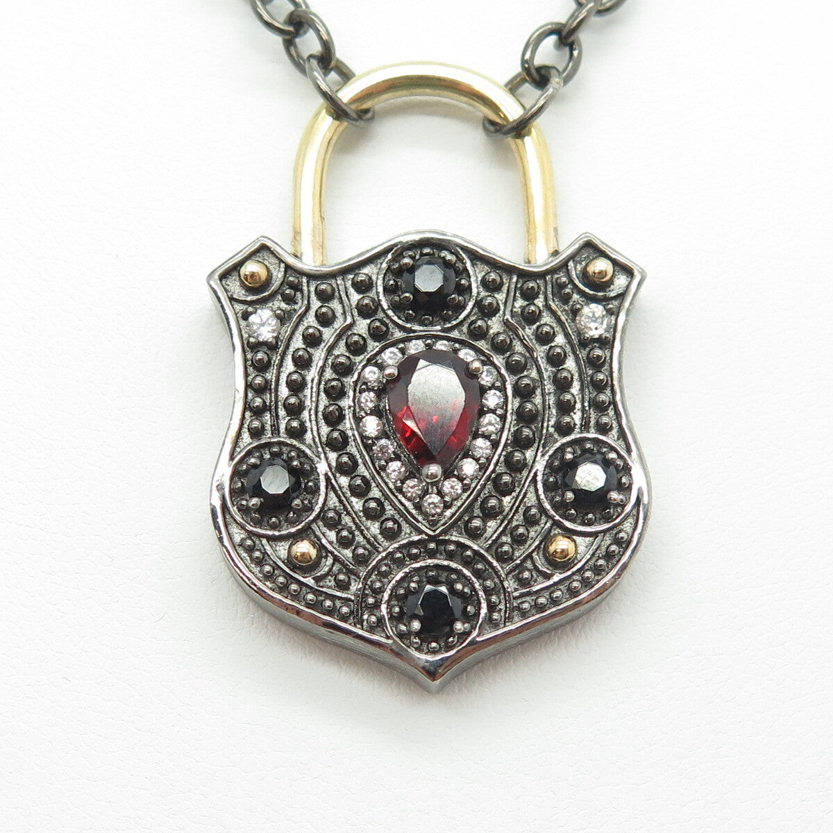 MICHAEL VALITUTTI 925 Sterling Silver White Topaz Garnet Spinel Gem Necklace 32"