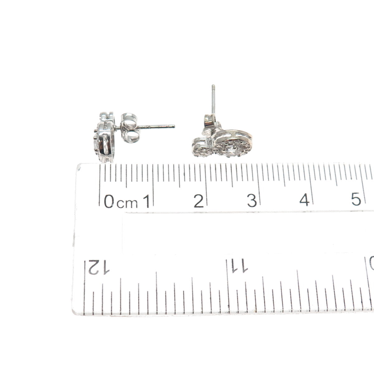 925 Sterling Silver Round-Cut C Z Snowman Stud Earrings
