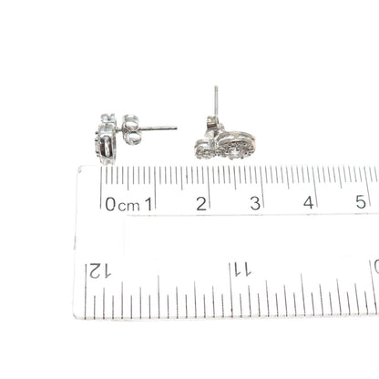 925 Sterling Silver Round-Cut C Z Snowman Stud Earrings