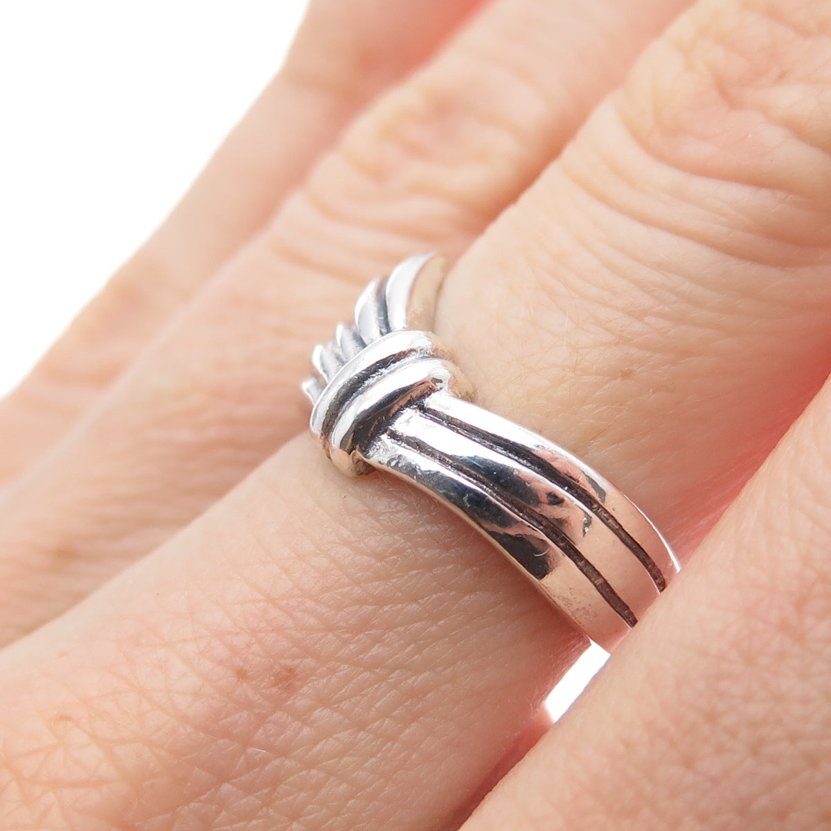925 Sterling Silver Vintage Modernist Oxidized Ring Size 6.25