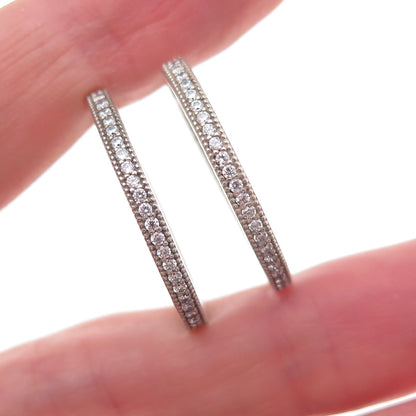 Pandora 925 Sterling Silver C Z Hearts In & Out Hoop Earrings