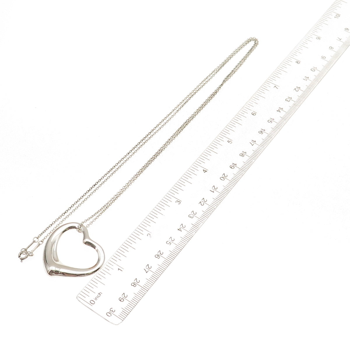 Tiffany & Co. Elsa Peretti Sterling Silver Vintage 35mm Open Heart Necklace 30"