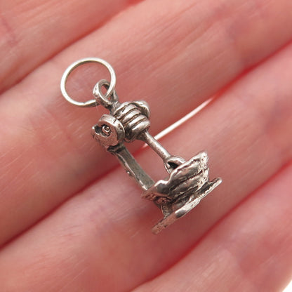 925 Sterling Silver Antique Art Deco Mixer Oxidized 3D Mini Charm Pendant