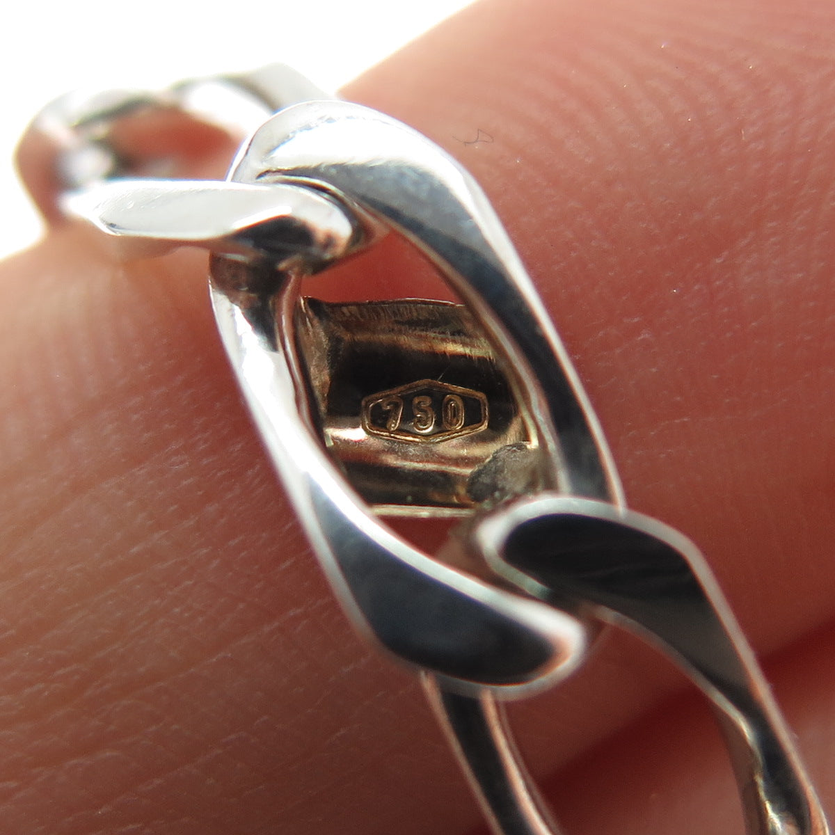 TIFFANY & CO. 18K Gold 925 Sterling Silver Vintage Curb Link Bracelet 7.25"