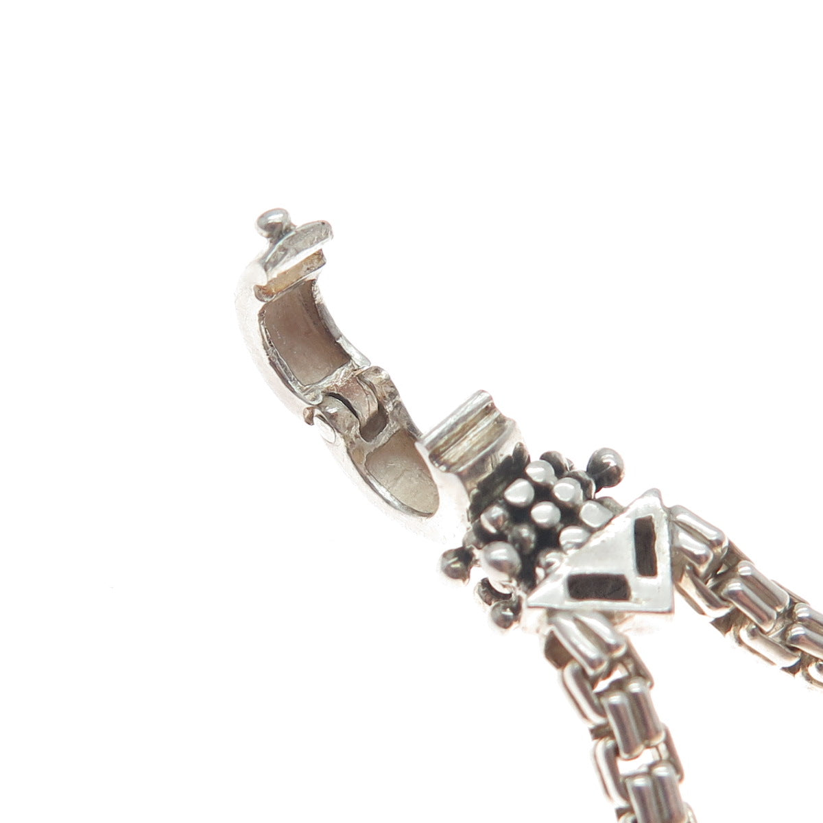 925 Sterling Silver Vintage Real Citrine Gemstone Box Link Pendant