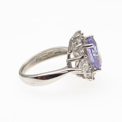 KEY STAR 925 Sterling Silver Lavender & White C Z Ring Size 5