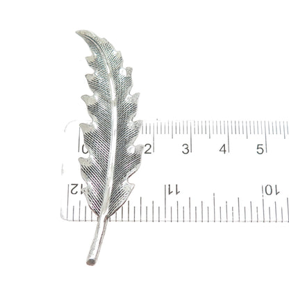BEAU 925 Sterling Silver Vintage Feather Oxidized Pin Brooch